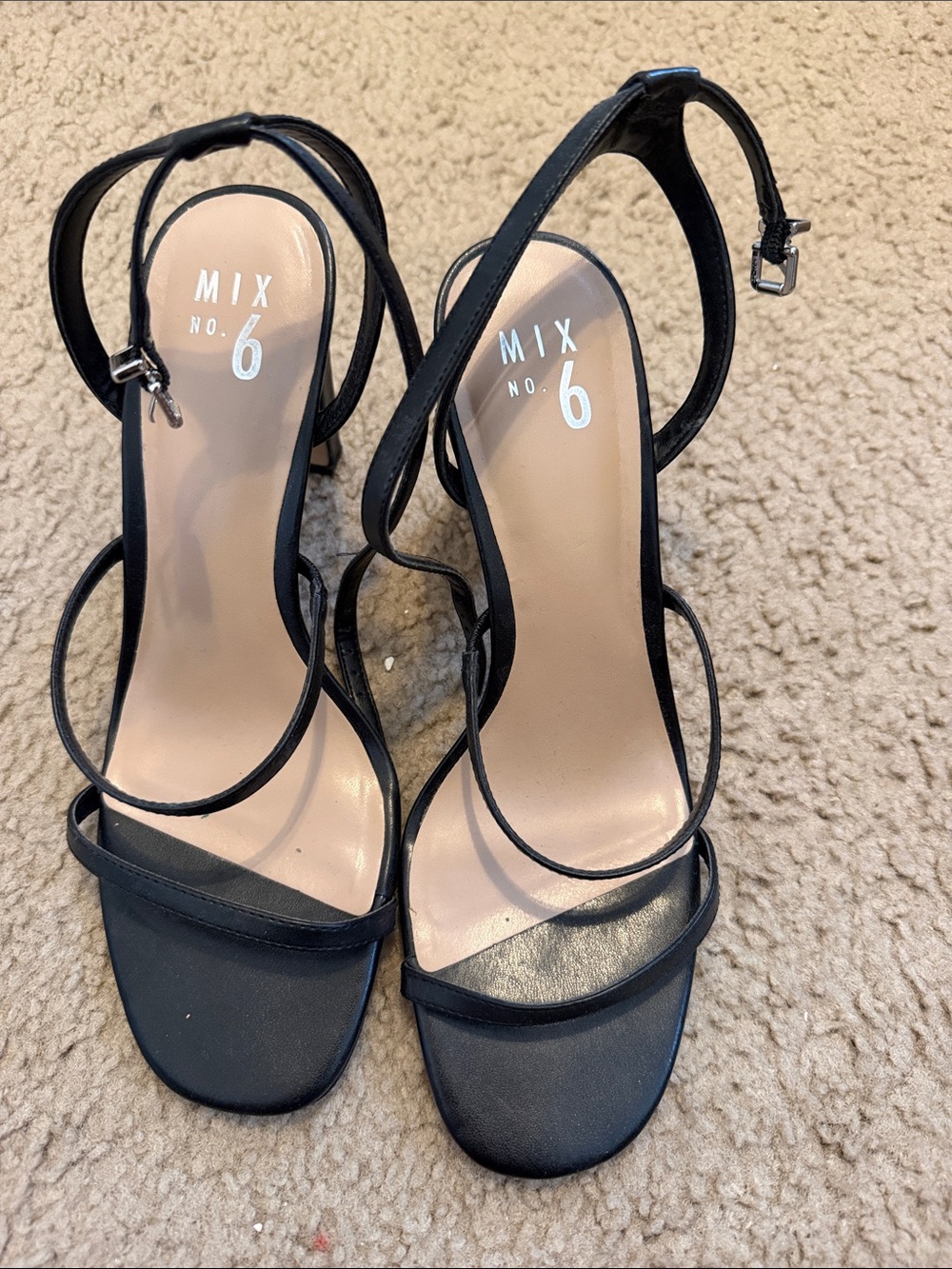 Mix No. 6 Black Minimalist Strappy Heels